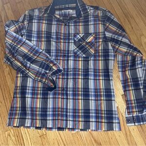 Vintage Obermeyer Nylon Button Long Sleeve Shirt Plaid Men M British Hong Kong